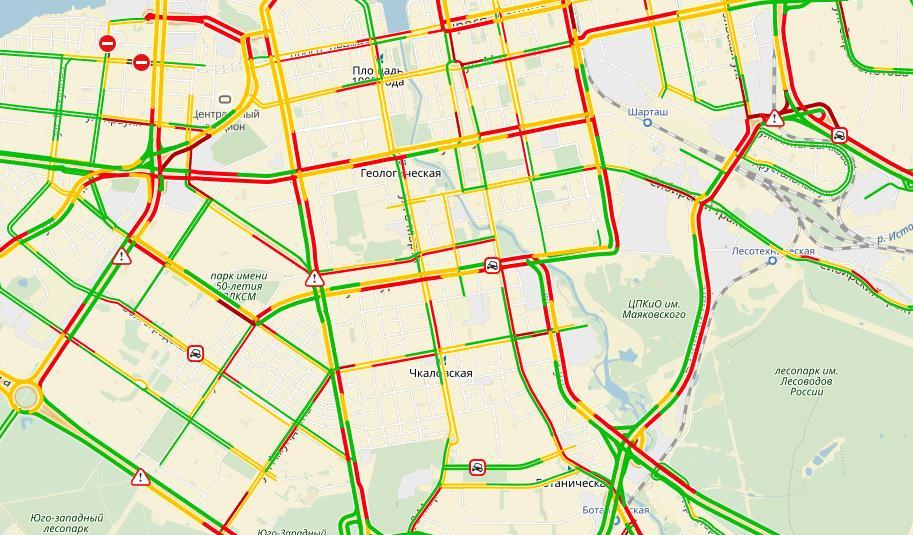 Пробки в екатеринбурге екб на карте